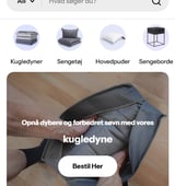 Webshop med kugledyner og indretning til soveværelset