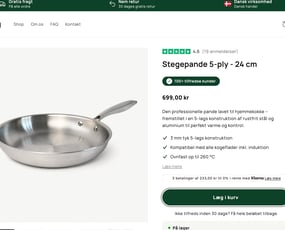 Webshop (inkl. ApS) – 5-ply stegepander i rustfrit stål