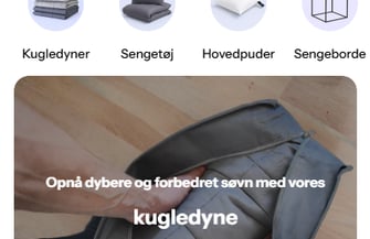 Webshop med kugledyner og indretning til soveværelset