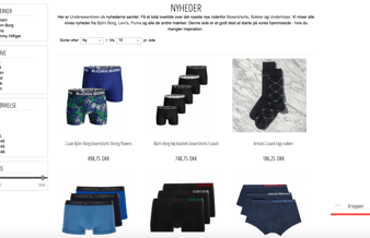 Velfungerende og flot produceret herreundertøjs webshop sælges.