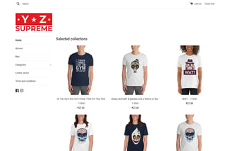 Komplet international dropshipping webshop, der sælger illustrationer og citater tryk på T-shirts