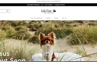 Webshop der sælger hundeartikler og med 4,5 stjerner