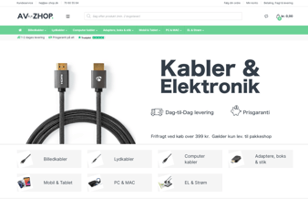 Salg af elektronik- og kabelwebshop med ca. 1800 varenummere