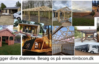 Timbcon.dk til salg - Webshop med hytter, shelter og annekser sælges.