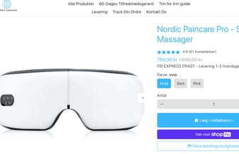 Nordic-Paincare.dk - Webshop med mulighed for dropshipping Sælges - Omsætning 512.000 på 6 måneder
