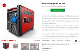 Nødstrøms/ generator virksomheden PrinceCharger sælges 
