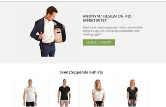 Webshop med svedstoppende t-shirts - Færdigudviklet koncept