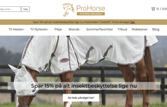 ProHorse.dk - webshop med salg af rideudstyr sælges!