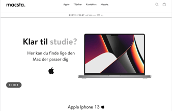 Køreklar webshop med dropshipping af Apple Produkter med Dansk leverendør! Macsta.dk 