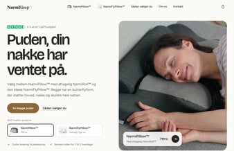 Narmisleep.dk med ergonomiske hovedpuder til salg
