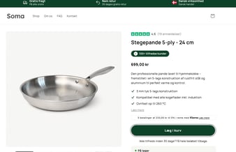 Webshop (inkl. ApS) – 5-ply stegepander i rustfrit stål