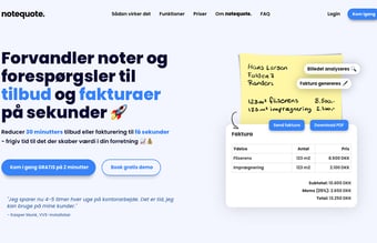 notequote.dk - AI drevet SaaS platfrom som forvandler noter og forespørgsler til tilbud og fakturaer på sekunder! 100% automatiseret - 700 udviklingstimer!