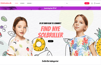 Niche webshop med salg af solbriller til børn fra 0 til 5 år