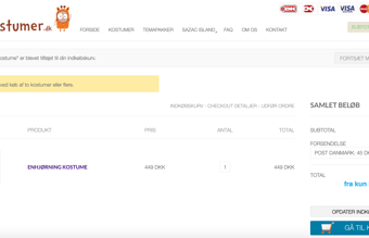 dyrekostumer.dk - Veletableret webshop med salg af kostumer