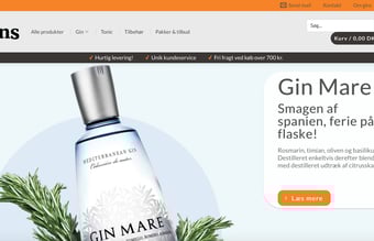 Gins.dk - Gin webshop med organisk trafik, der omsat for + 250.000 i 2019. 