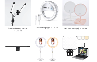Førende webshops inden for salg af Ring Lights og lignende produkter i Danmark