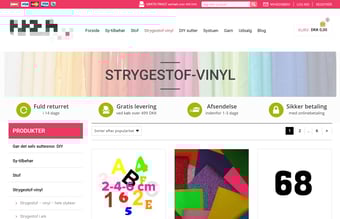 Webshop med salg af sy-tilbehør, stof og strygestof 