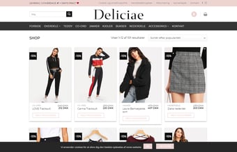 Moderne B2C tøj webshop - Deliciae.dk - Omsatte 11.000 kroner første måned.