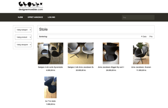 Salgsportal med salg af eksklusive brugte designermøbler og lamper