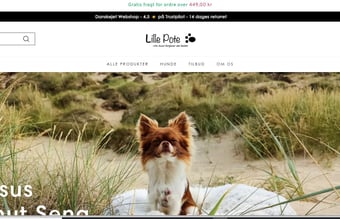 Webshop der sælger hundeartikler og med 4,5 stjerner