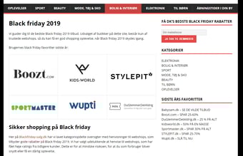Affiliate wordpress website med Black Friday tilbud