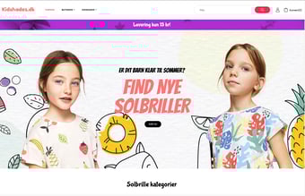 Niche webshop med salg af solbriller til børn fra 0 til 5 år
