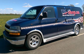 Køreklar færdig Amerikanerpakke med webshops (2 stk) - Bil og pop-up shops til salg.