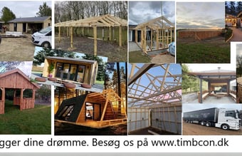 Timbcon.dk til salg - Webshop med hytter, shelter og annekser sælges.