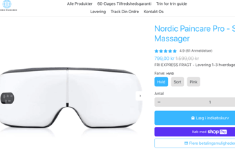 Nordic-Paincare.dk - Webshop med mulighed for dropshipping Sælges - Omsætning 512.000 på 6 måneder