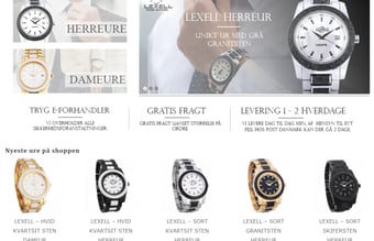2 webshops med et bredt udvalg af ure - varelager med til en værdi af ca. 36.000,-