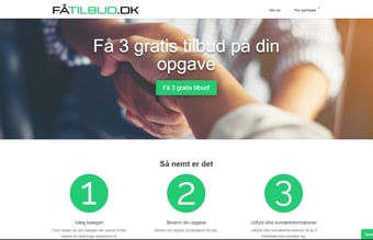 Fåtilbud.dk - Website hvor forbrugere kan søge 3 tilbud inden for forskellige brancher