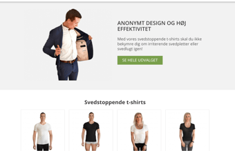 Webshop med svedstoppende t-shirts - Færdigudviklet koncept