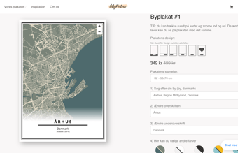 CityPosters.dk - Lader kunder designe deres egne personlige byplakater - Omsætning: 223.666 kr. Overskud: ca. 80.000 kr.