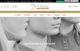 Velrennomeret rideudstyrs webshop med delvist dropshipping koncept! omsætning 2022: 2022: 624.288 kr.