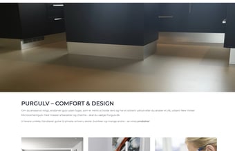 Hjemmeside indenfor gulvbehandling - Forretningen tilbyder microcement i private hjem