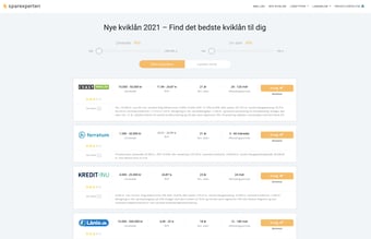 Sparexperten.dk - Affiliate hjemmesider sammeligning af lån - Omsætning 2020: 7975 DKK med en EPC på 24,31 DKK