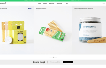 Webshop med bæredygtige produkter inkl. varerlager