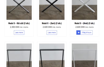 AX-bordben: Webshop med salg af smedede bordstel til plankeborde
