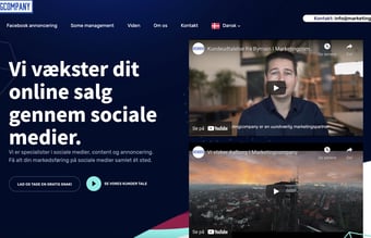Marketing bureau til salg med kunder, udtalelser og neonskilt.