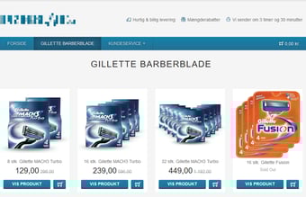 Populær webshop med salg af barberblade
