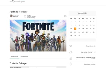 Online fritidsaktiviteter for børn - Oms. 2021 t.o.m. august: 280.000 kr. - Overskud: 30.000 kr.
