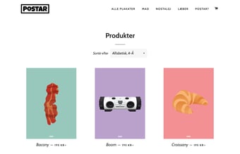 Postar.dk - Plakat koncept til salg med tilhørende sociale medier og webshop.