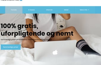 Kørende sammenlignings-side med internet, mobil og A-kasse-affiliate 