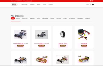 Webshop med salg af fjernstyrede biler og reservedele + lager - RC biler