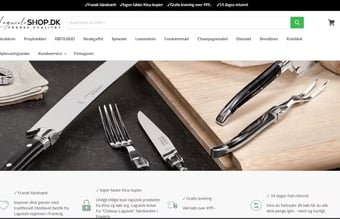 Webshop med "Laguiole" bestik sælges. Organisk omsætning på ekskl. moms: 177.632 kr. (eksisteret siden 2012).