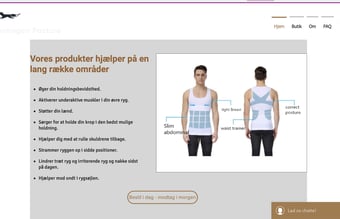 Fuld funktionsdygtig webshop med holdningskorrigende trøjer inkl. varelager