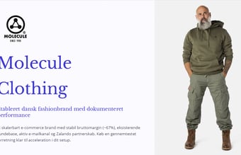 Molecule Clothing – e-commerce tøjbrand sælges (aktivitet/asset deal)
