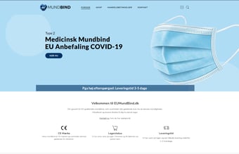 Webshop med mundbind -  135.000 i omsætning på omkring 10 dage. 