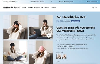 Webshop som sælger ny løsning imod hovedpine som alternativ til medicin. 