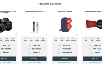 Webshop/auktionsside med 9000 brugere og total omsætning på 1 mio kr på 1,5 år. 
